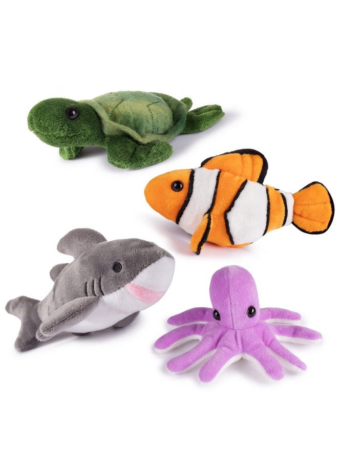 Plush Creations Plush Stuffed Ocean Animals Set | Sea Creatures Set of 4 | Octopus, Sea Turtle, Shark, & Clownfish | Baby Stuffed Animals  - Image 1