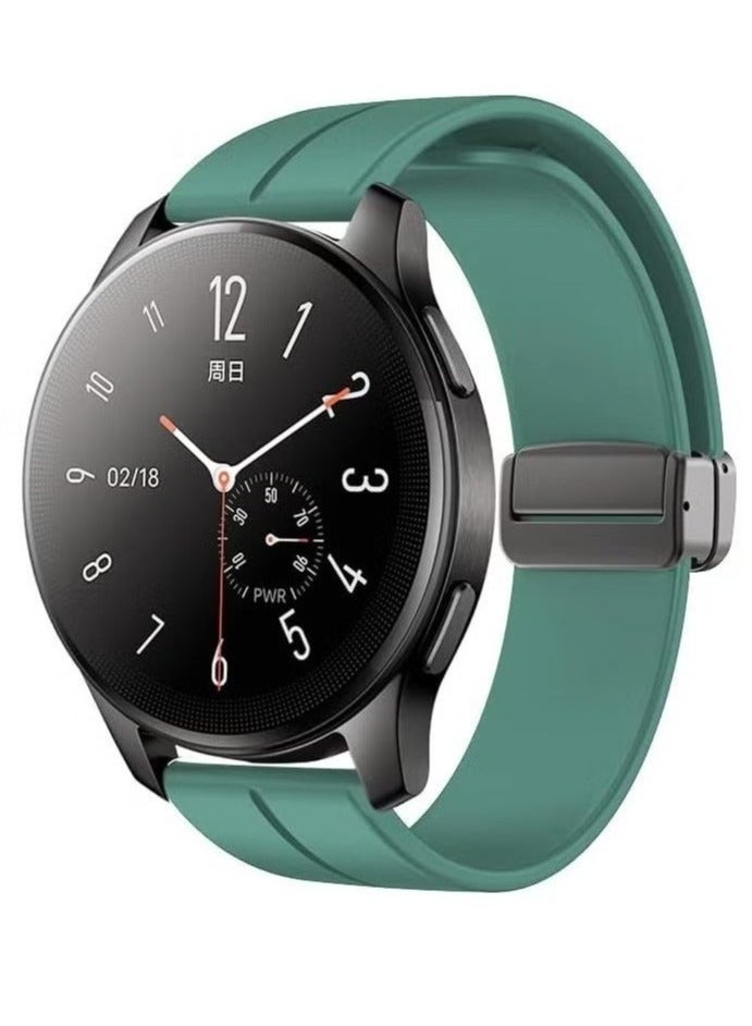 ELTRAZONE Eltrazone Magnetic Watch Strap - 16mm-20mm Quick Release Silicone Band with Magnetic Folding Clasp, Soft Sport Strap for Men and Women Green