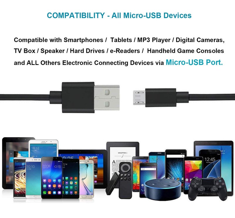 MaxLLTo 6ft Extra Long Digital Camera Micro USB Cable for Canon EOS M5/M6/M50, Olympus Tough TG-6, Sony ZV-1, High Speed USB 2.0 Data Transfer and Fast Charging - Image 3