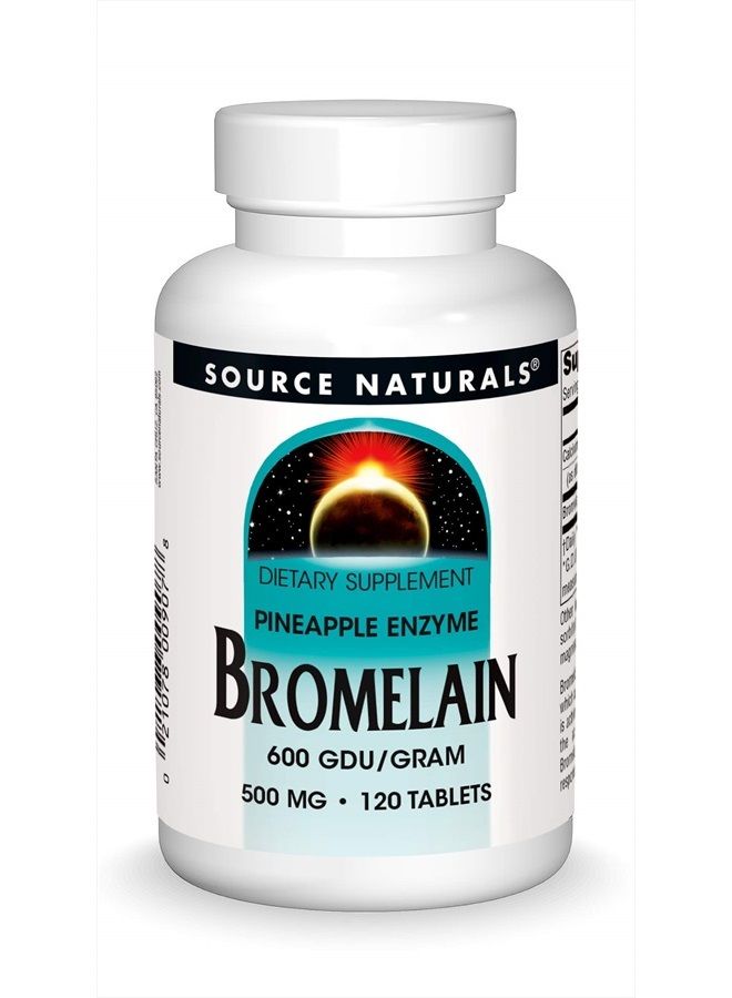 Source Naturals Bromelain 500mg Proteolytic Enzyme Supplement - 120 Tablets - Image 1