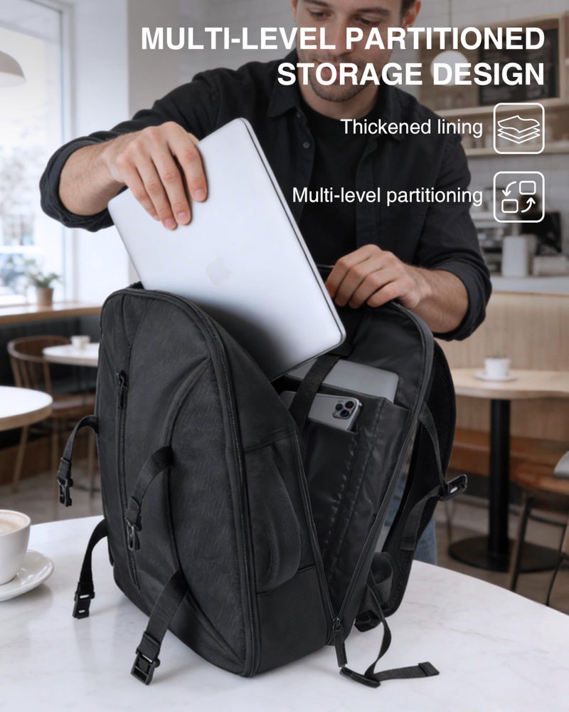 Moysoon TSA-Friendly Travel Backpack with Laptop Compartment, 30L Carry-On Backpack for Men & Women, 180Â° Lay-Flat Design, Waterproof & Durable 1000D Oxford, Fits 15.6" Laptop - Image 4