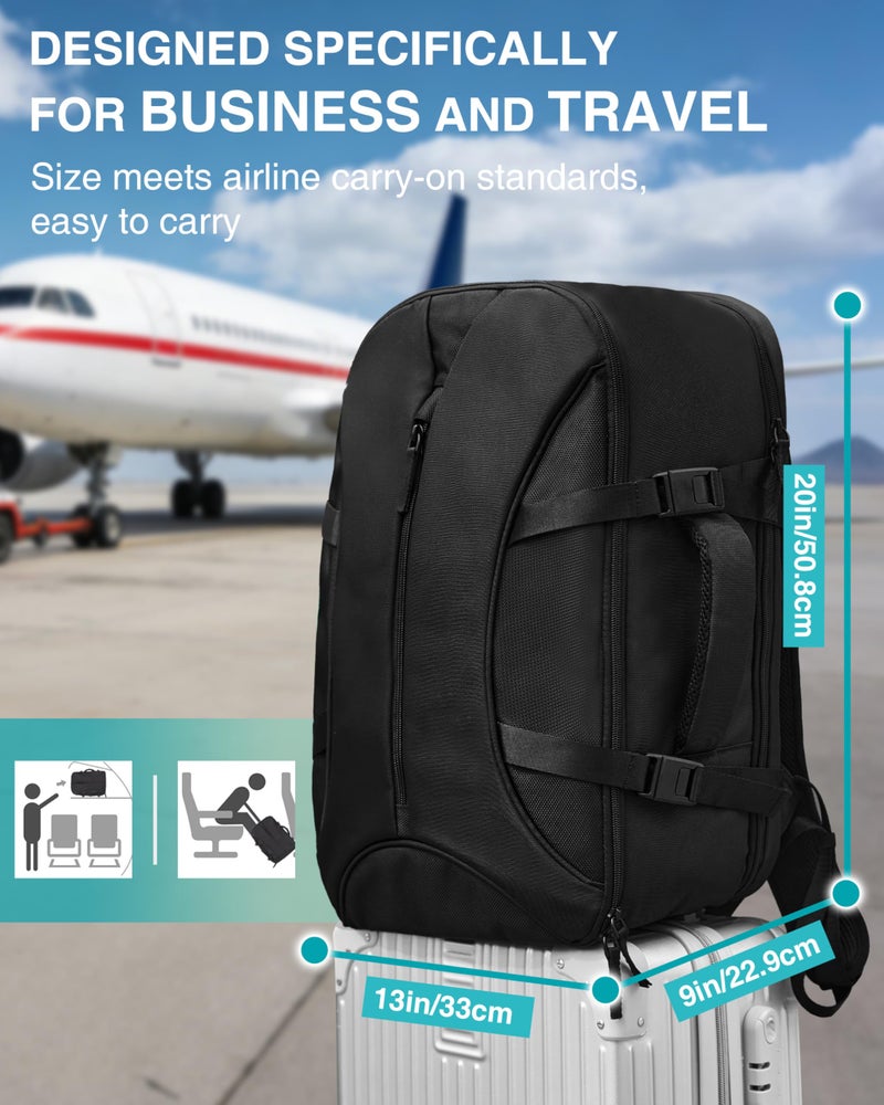 Moysoon TSA-Friendly Travel Backpack with Laptop Compartment, 30L Carry-On Backpack for Men & Women, 180Â° Lay-Flat Design, Waterproof & Durable 1000D Oxford, Fits 15.6" Laptop - Image 2