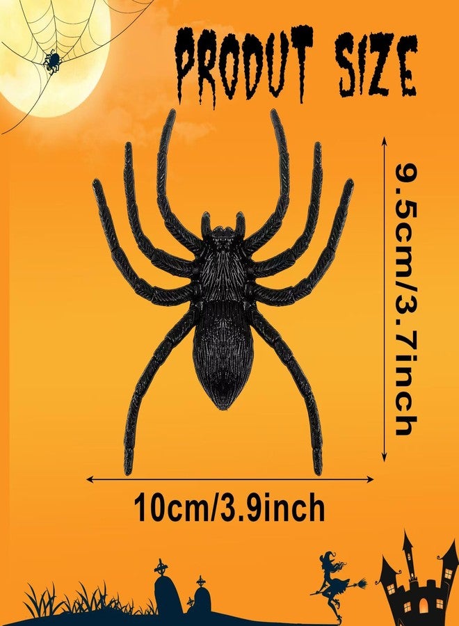 Nelisylux Plastic Spiders Halloween Decorations, Halloween Spider, Fake Spiders, 8PCS Black Large Spider Web Decoration, Realistic Fun Toys Prank Props Scare Practical Surprise Joke Party Decor, 3.9 x 3.7 Inch - Image 2