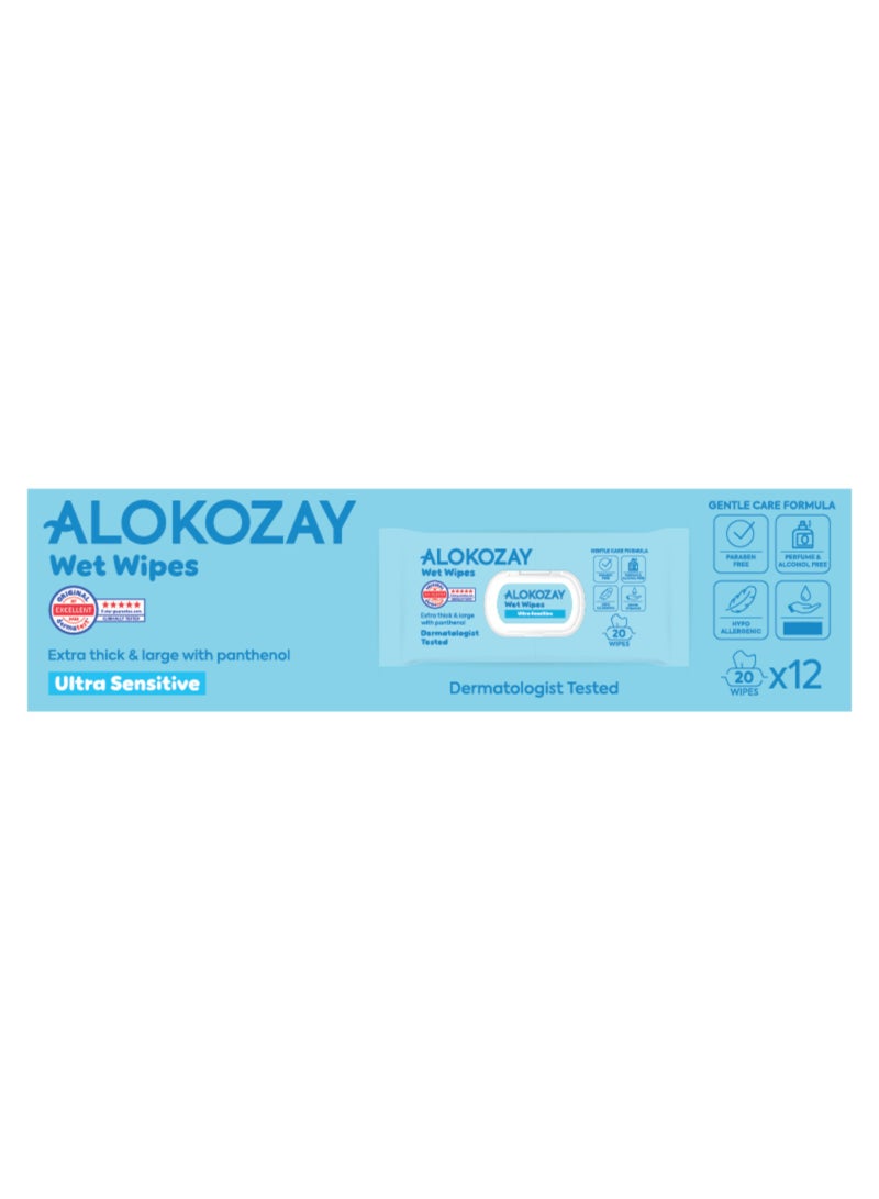 Alokozay Baby Wet Wipes Ultra-Sensitive Without Perfume 12 x 20 Wipes - Image 2