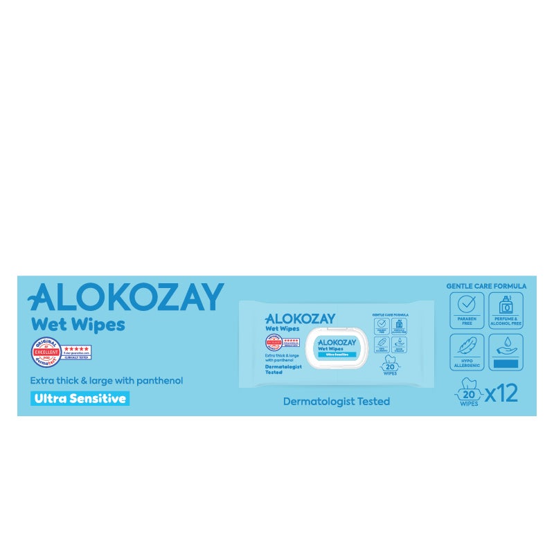 Alokozay Baby Wet Wipes Ultra-Sensitive Without Perfume 12 x 20 Wipes - Image 1