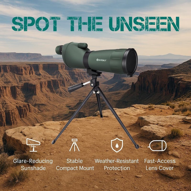 BARSKA 20-60x60mm Colorado Zoom Straight Spotting Scope Waterproof with Flip-Down Lens for Target Shooting Range Hunting Birding - Image 5