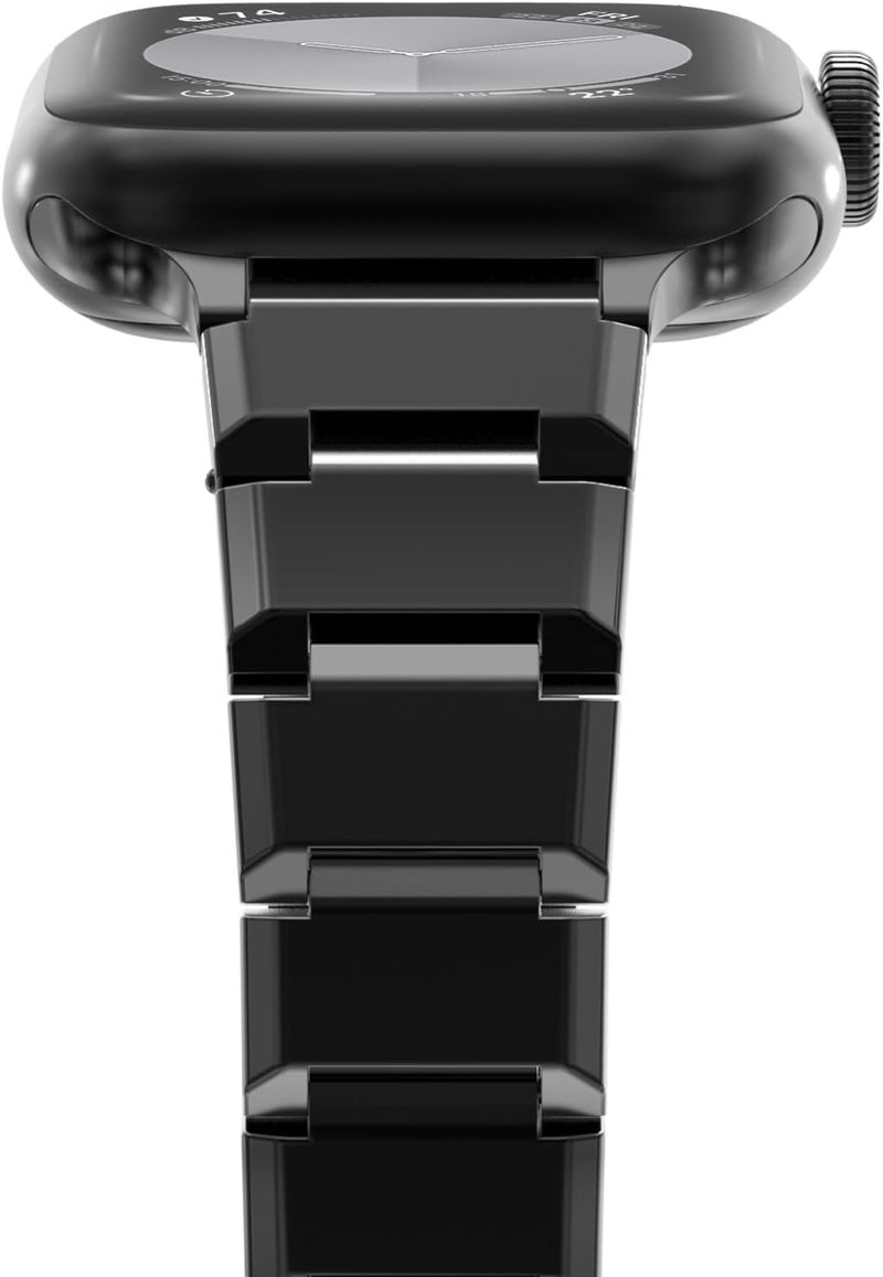 سوار من الفولاذ المقاوم للصدأ من CHANCHY لساعة Apple Watch Ultra بمقاسات 49 مم و45 مم و44 مم و42 مم و38 مم و40 مم و41 مم، حزام معدني مع مشبك قابل للطي لساعة Apple Watch Series 8 و7 و6 و5 و4 و3 و2 و1 للرجال (أسود، 49 مم و45 مم و44 مم و42 مم) - Image 2