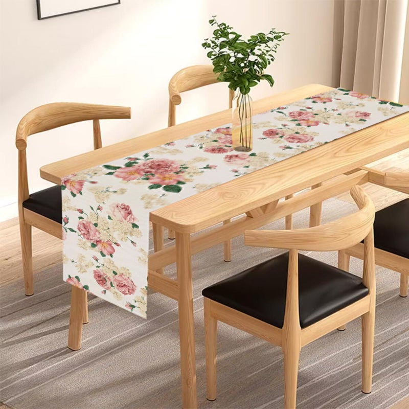 ZCHOMI Spring Pink Peony Table Runner 13x72 Inch Spring Pink and Yellow Flowers Kitchen Dinning Table Decoration for Indoor Outdoor Home Party DÃ©cor - Image 4
