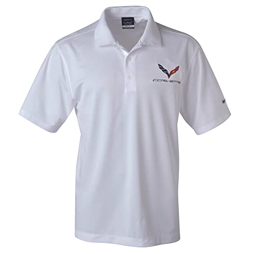 C7 Polo Shirt Mens Performance Polo for 20142019 Corvette White XXLarge