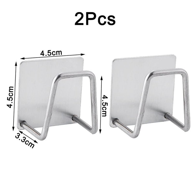 ROLOZY Rolozy 2pcs Self Adhesive Stainless Steel Sink Sponge Holder Waterproof Kitchen Sink Scrubber Quick Drying Kitchen Accessories Storage Rack Stand for Dishcloth Dishrag Wool Exfoliate Strainer Stopped  - Image 3