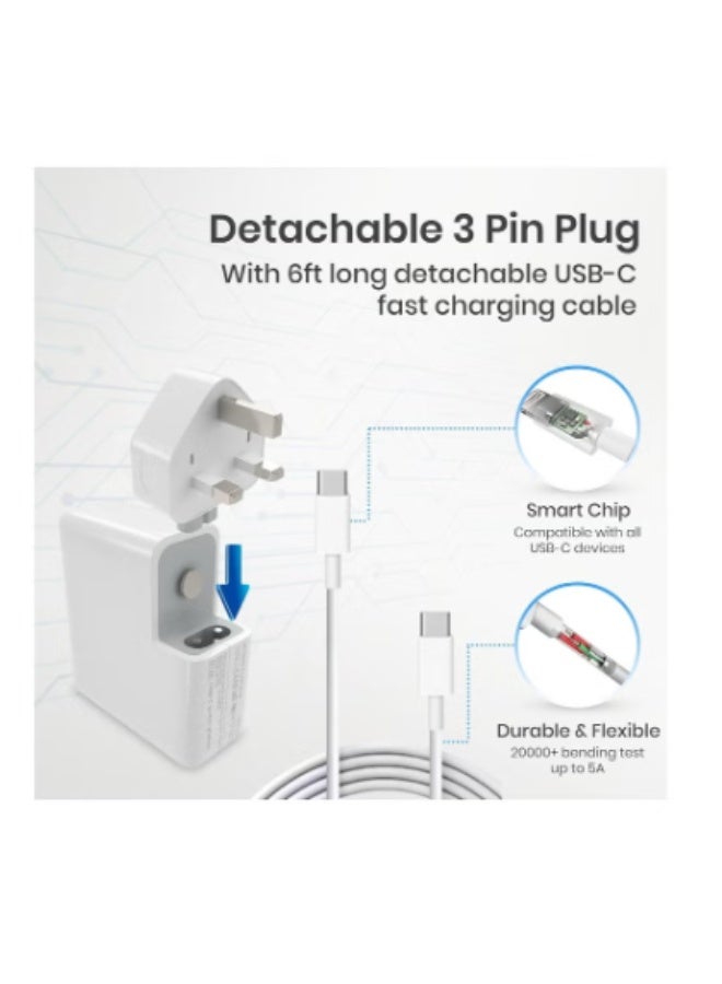 Terabyte 96W Type C Macbook Pro-Air Fast Replacement Charger, Power Adapter works with 13, 14, 15, 16 Inch 2016/17/18/19/20 Model Laptops, Tabs & Smartphones, Thunderbolt Charger with USB C Cable, 15 - Image 3