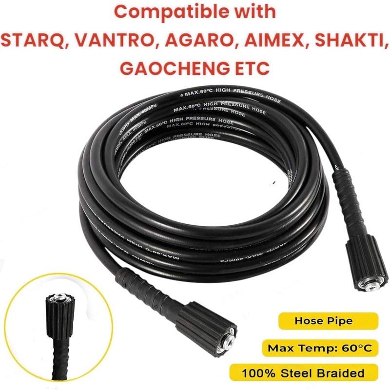 FIELDSTAR 8 Meter High-Pressure Washer Hose Pipe for Car Washer – Upto 5800 PS | Compatible with STARQ, VANTRO, AIMEX, SHAKTI, GAOCHENG | Heavy Duty – Black - Image 2