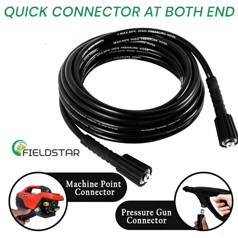FIELDSTAR 8 Meter High-Pressure Washer Hose Pipe for Car Washer – Upto 5800 PS | Compatible with STARQ, VANTRO, AIMEX, SHAKTI, GAOCHENG | Heavy Duty – Black - Image 3
