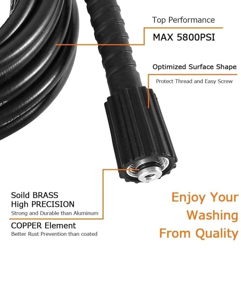 FIELDSTAR 8 Meter High-Pressure Washer Hose Pipe for Car Washer – Upto 5800 PS | Compatible with STARQ, VANTRO, AIMEX, SHAKTI, GAOCHENG | Heavy Duty – Black - Image 5