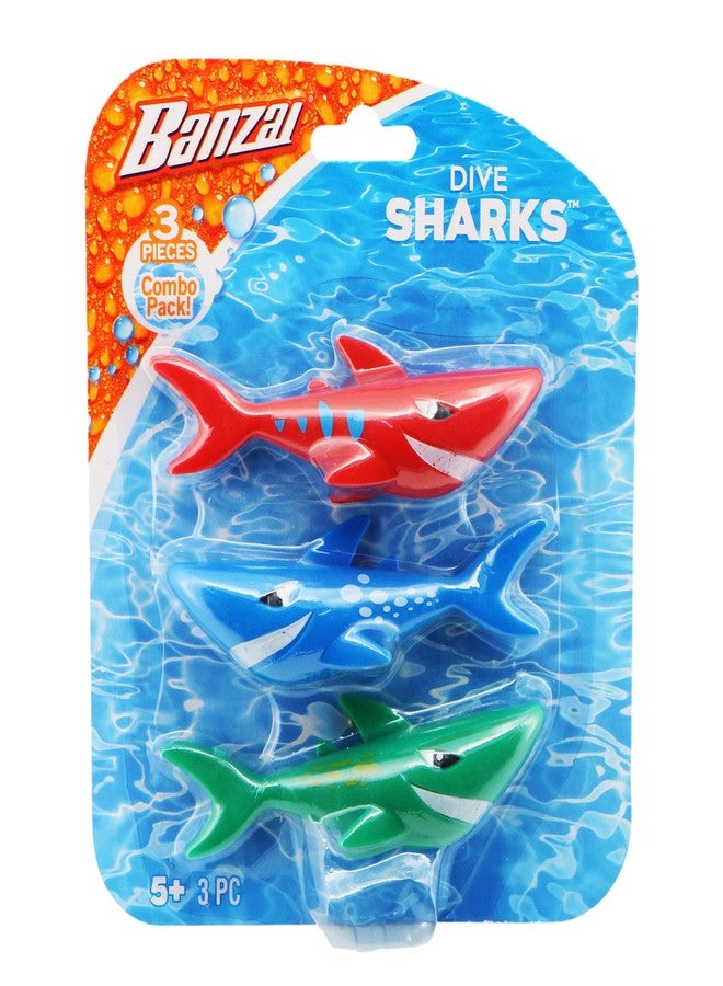 بانزاي مجموعة ألعاب بانزاي المكونة من 3 قطع على شكل أسماك قرش غوص، معروضة في عبوة بلاستيكية شفافة. - Image 1