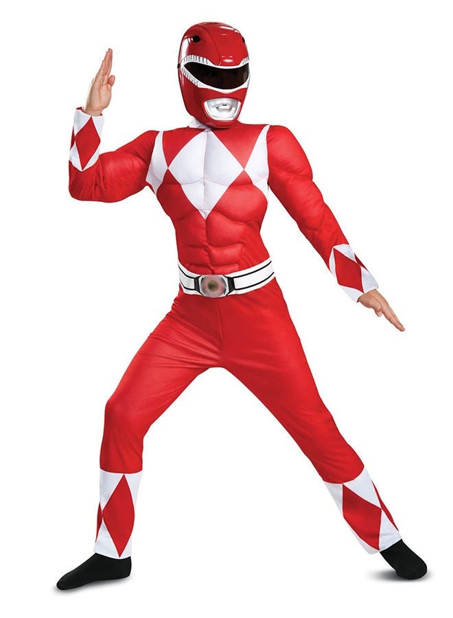 Halamodo Red Rangers Dinosaur Force Cosplay Costume, Power Rangers - White Tiger Bodysuit ,Children's Role-Play Clothing ,Suitable For Children's Birthday, Stage Performances, Theme Parties, Talent Shows And Other Occasions ,For Ages 3-10 Kids - Image 1