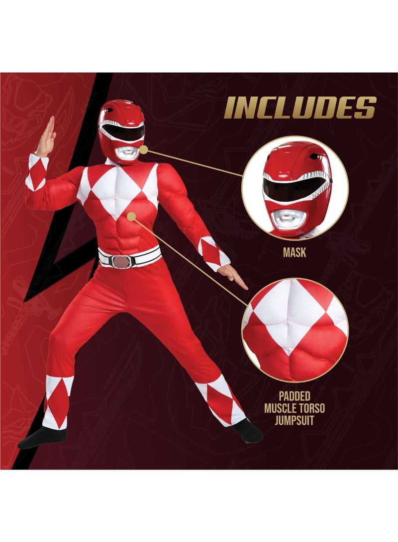 Halamodo Red Rangers Dinosaur Force Cosplay Costume, Power Rangers - White Tiger Bodysuit ,Children's Role-Play Clothing ,Suitable For Children's Birthday, Stage Performances, Theme Parties, Talent Shows And Other Occasions ,For Ages 3-10 Kids - Image 3