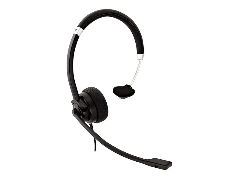 V7 Deluxe Mono Headset, Boom Mic, Adjustable Headband for PC, Mac, Laptop Computer, Chromebook, Black, 3.5mm Connector - Image 2