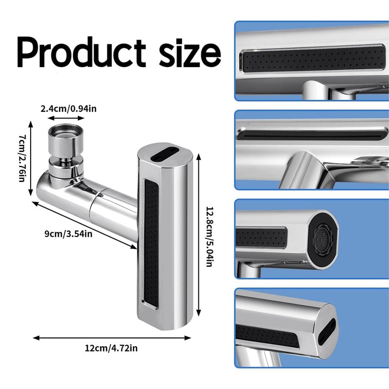 CONSILA 4in1 360 Rotatable Faucet Spray Head Extender with 4 Adjustment Mode SplashProof Kitchen Faucet Head Replacement High Arc Sink Faucet Suitable for Washing Fruit Vegetables - Image 3