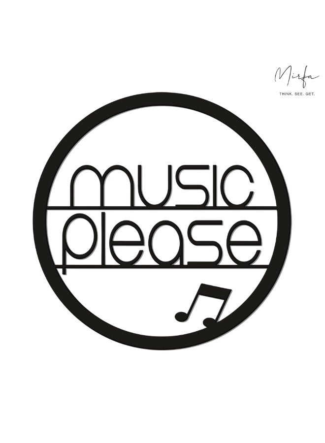 لوحة جدارية خشبية Music Please – أسود