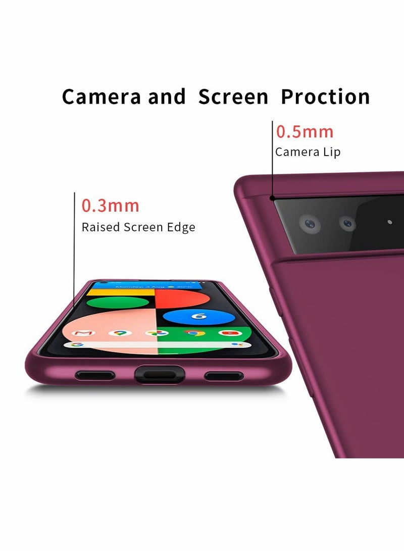 Excefore Case for Google Pixel 6 Case Cover,Ultra-Thin Slim Fit Phone Cases Soft Flexible Matte Finish Coating Light Protective Back Cover Compatible WIith Google Pixel 6 6.4inch （Dark Red）  - Image 2