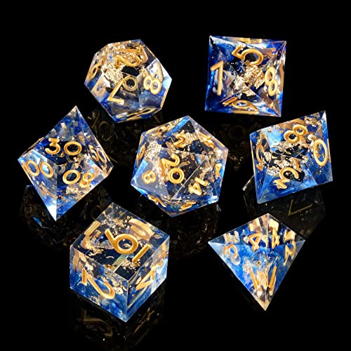 YEMEKO DND Dice Set Handmade 7 Accessories Sharp Edge Dice for Dungeons and Dragons TTRPG Games MultiSided RPG Polyhedral Resin Sharp Edge Dice Roleplaying Games - Image 1