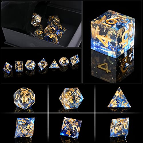 YEMEKO DND Dice Set Handmade 7 Accessories Sharp Edge Dice for Dungeons and Dragons TTRPG Games MultiSided RPG Polyhedral Resin Sharp Edge Dice Roleplaying Games - Image 5
