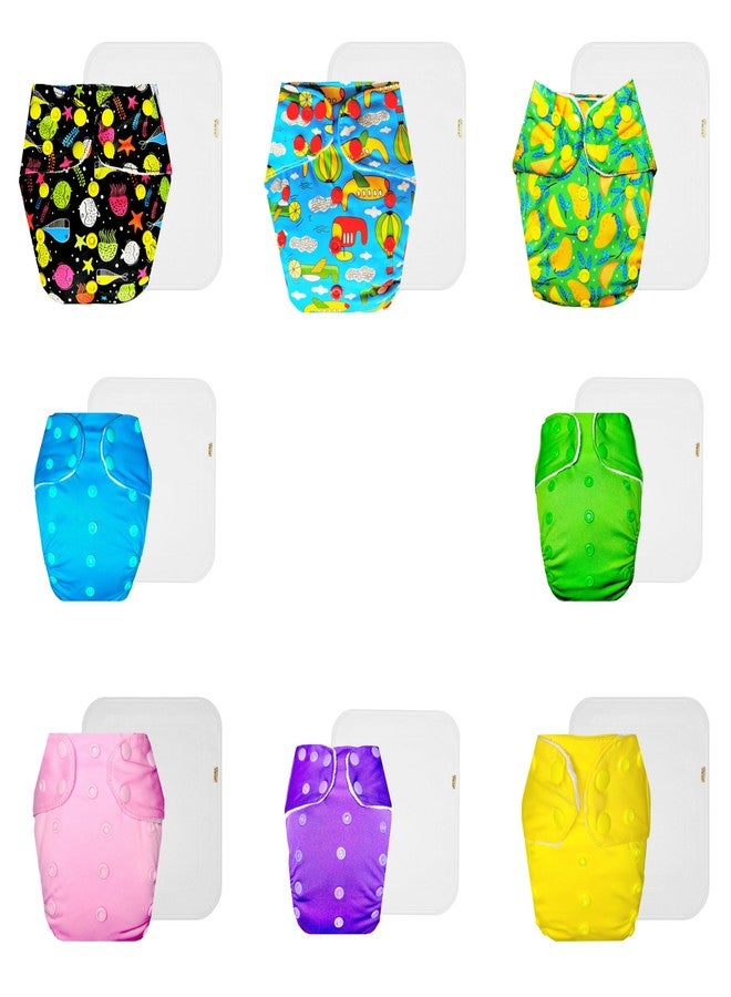 Dumbledo Premium Cloth Diaper with Cotton Insert (Pack of 8) | Soft & Gentle | 6-Layer Absorbent Pad | Easy to Clean | Ideal for Toddlers | 3 Months - 3 Years | Unisex Baby - Image 1