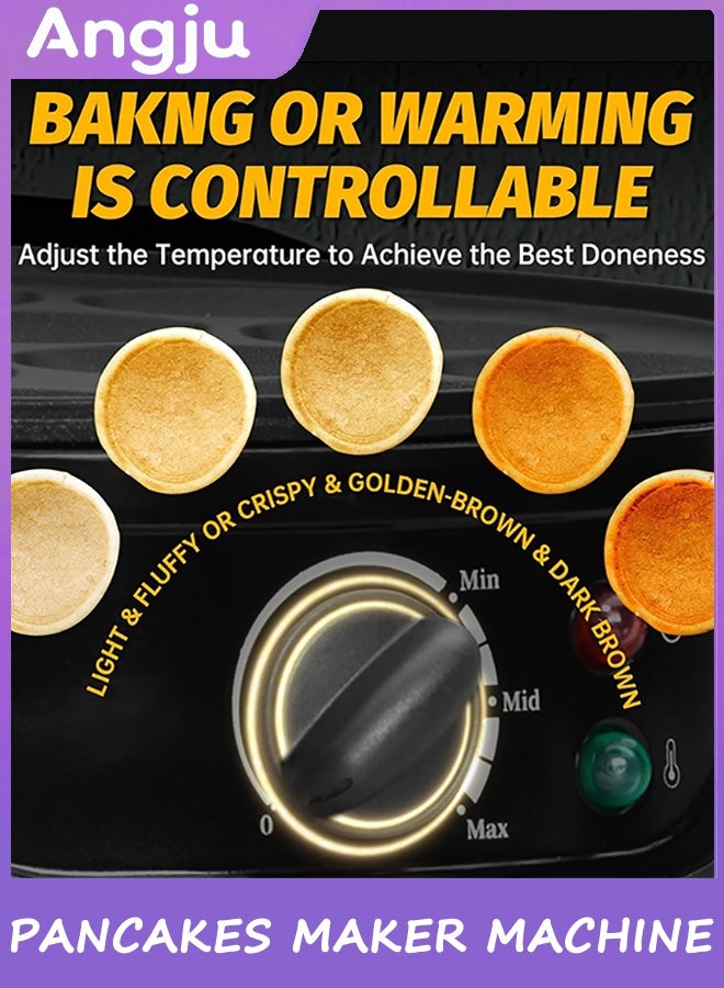 انججو آلة صانع الفطائر غير اللاصقة, الكهربائية Poffertjes Pan مع التحكم في البراونينج, صغير Ebelskiver Aebleskiver Pan, صانع الفطائر الهولندي,14 فتحات - Image 2