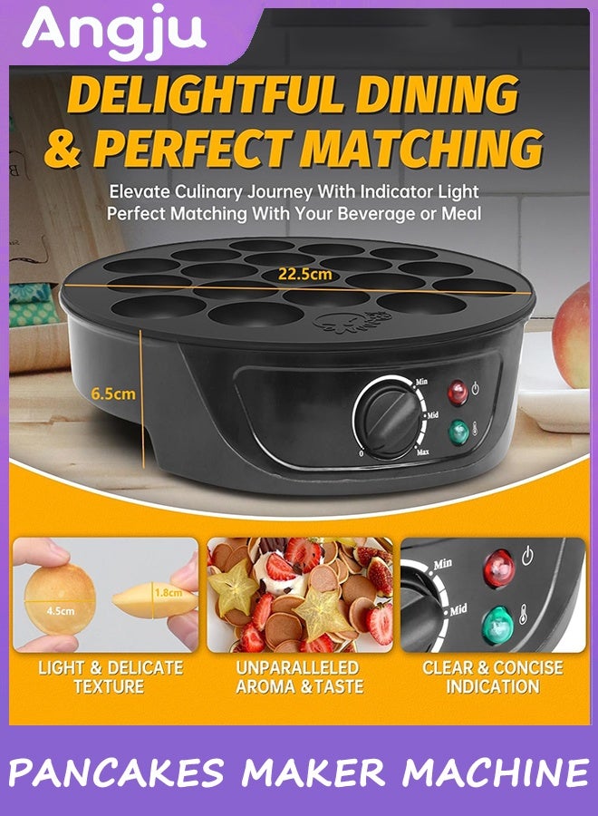 انججو آلة صانع الفطائر غير اللاصقة, الكهربائية Poffertjes Pan مع التحكم في البراونينج, صغير Ebelskiver Aebleskiver Pan, صانع الفطائر الهولندي,14 فتحات - Image 3