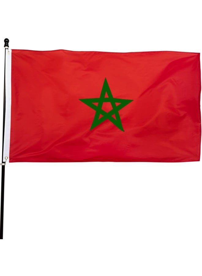 اي ار اس علم المغرب من ARS - ساتان 210D شديد التحمل، علم وطني مغربي من البوليستر ذو وجه واحد، مناسب للاستخدام الخارجي والداخلي، مقاوم للبهتان، مناسب ليوم الرياضة، ويوم العلم، وللاستخدام المنزلي - متوفر بمقاسات مختلفة - Image 1