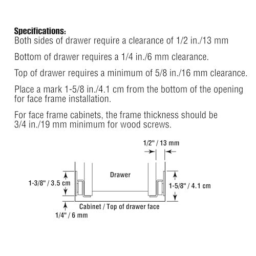 Prime-Line R 7212 Drawer Slide Kit – Replace Drawer Track Hardware – Self-Closing Design –Fits Most Bottom/ Side-Mounted Drawer Systems –19-3/4 In. Steel Tracks, Plastic Wheels, White (1 Pair) - Image 4