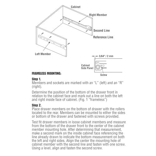 Prime-Line R 7212 Drawer Slide Kit – Replace Drawer Track Hardware – Self-Closing Design –Fits Most Bottom/ Side-Mounted Drawer Systems –19-3/4 In. Steel Tracks, Plastic Wheels, White (1 Pair) - Image 5