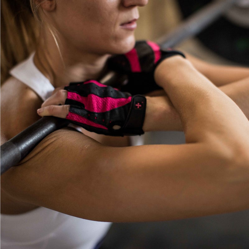 Harbinger Women's Pro Gloves with Vented Cushioned Leather Palm for Weightlifting, Training, Fitness, and Gym Workouts,Black/Pink Large - Image 4