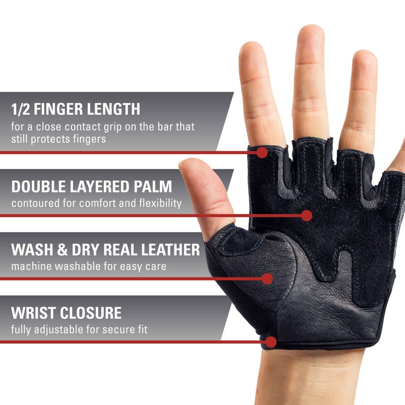 Harbinger Women's Pro Gloves with Vented Cushioned Leather Palm for Weightlifting, Training, Fitness, and Gym Workouts,Black/Pink Large - Image 3