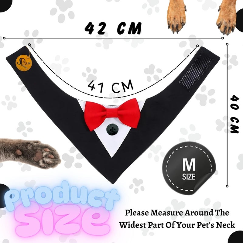 Sage Square Trendy Tuxedo Bandana for Pets | Perfect for Special Occasions Like Weddings, Birthdays & Parties | Easy to Wear, Comfortable Fit | Luxury Apparel for Dogs & Cats (Black & Red, Medium) - Image 3