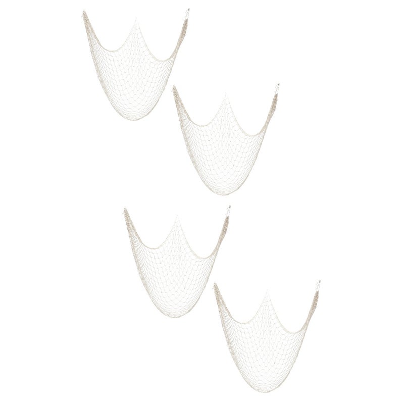 4 pcs Fish Net Decoration Party Decor Mediterranean Style Hanging Fish Net Wall Decor - Image 1