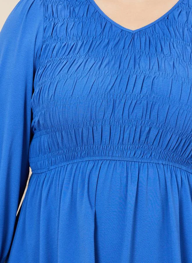 Styli Smocked Bodice Midi Dress