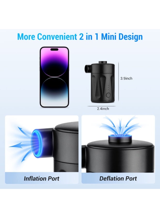 Kiboule Electric Air Pump with 4000 mAh Battery, Portable Compact Mini Pump USB Rechargeable for Inflating and Vacuuming for Air Bed Air Mattress Swimming Ring Clothing Vacuum Bag - Image 4