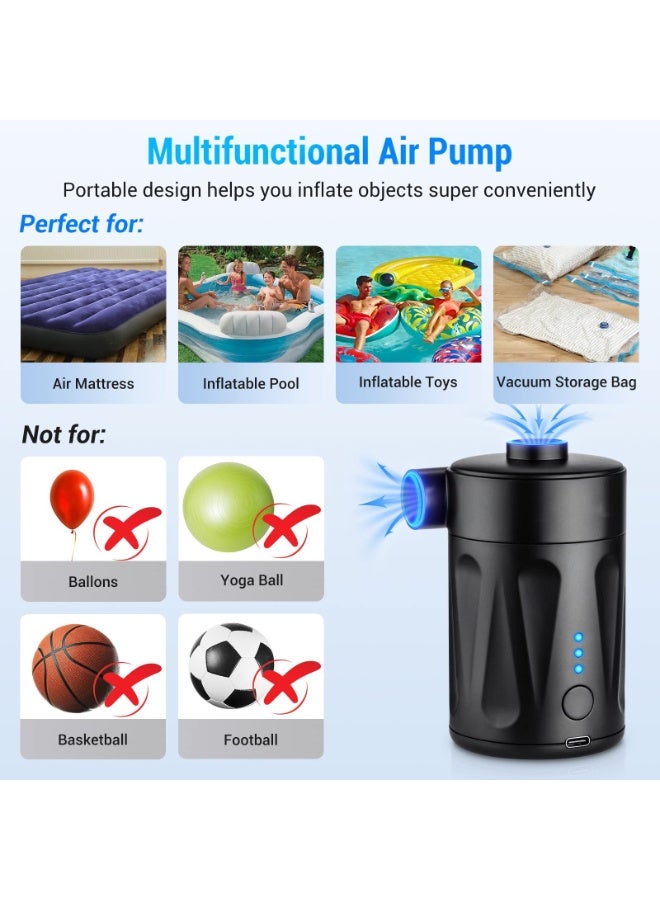 Kiboule Electric Air Pump with 4000 mAh Battery, Portable Compact Mini Pump USB Rechargeable for Inflating and Vacuuming for Air Bed Air Mattress Swimming Ring Clothing Vacuum Bag - Image 5