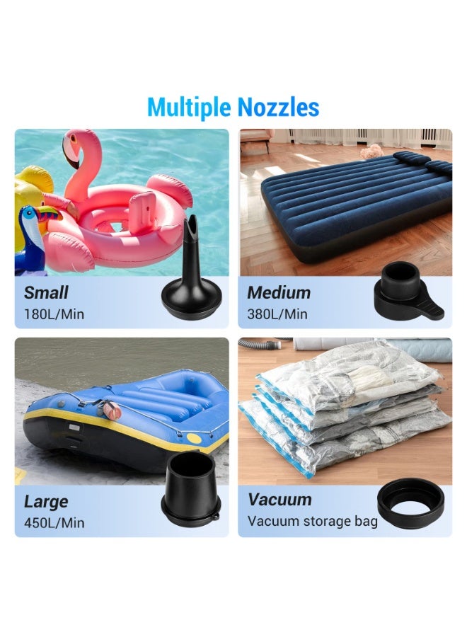 Kiboule Electric Air Pump with 4000 mAh Battery, Portable Compact Mini Pump USB Rechargeable for Inflating and Vacuuming for Air Bed Air Mattress Swimming Ring Clothing Vacuum Bag - Image 3