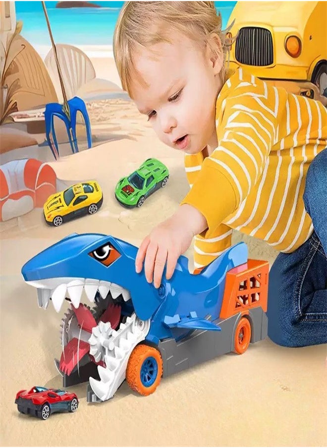 Shark Chomp Transporter Playset with 6 Car for Kids  - Image 1