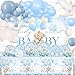 Lecheme 270 Pcs Blue Bear Baby Shower Decorations We Can Bearly Wait Baby Shower Banner Disposable Plates Napkins Cups Tablecloth Balloons for Boy Serve 24 - Image 4