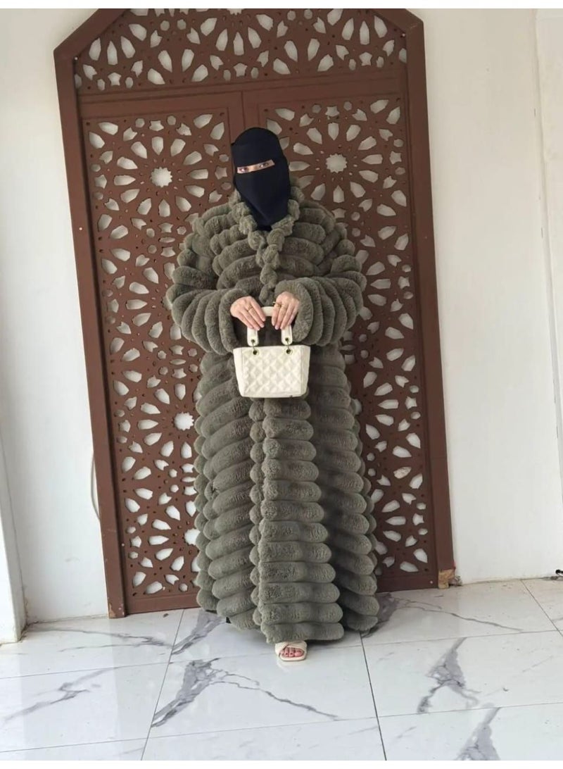 Luxurious Imported Velvet Winter Cardigan in a Royal Olive Green, One Size Fits Up to 85 kg - Image 2