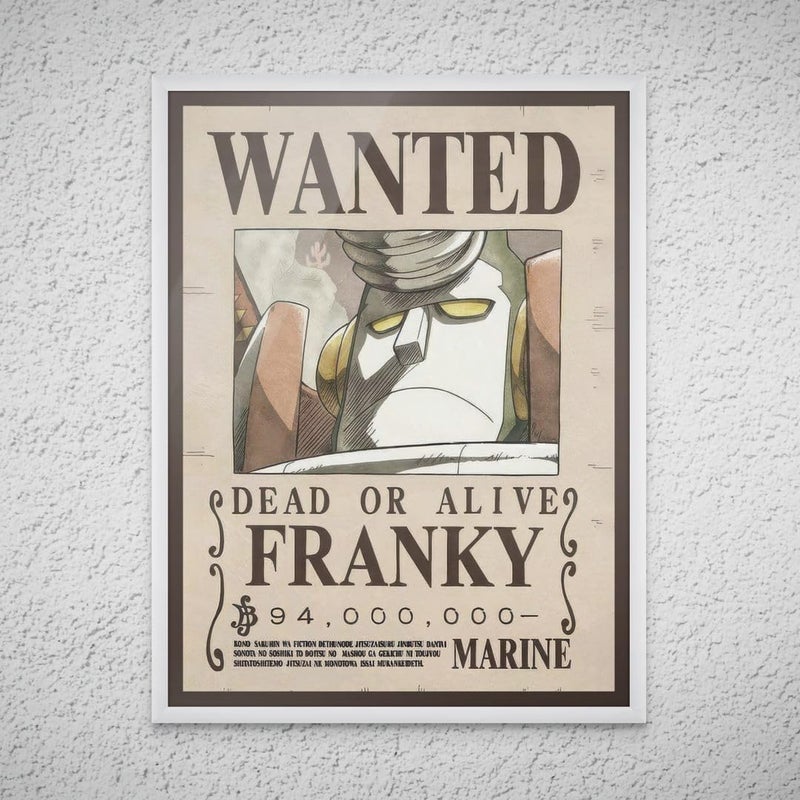 Art Decor Framed Fine Art One Piece Wanted Poster Wall Art Franky Anime Portrait Art Print Wall Décor for Bedroom Boys' Room Living Room Office Gaming Room 30x40cm - Image 1