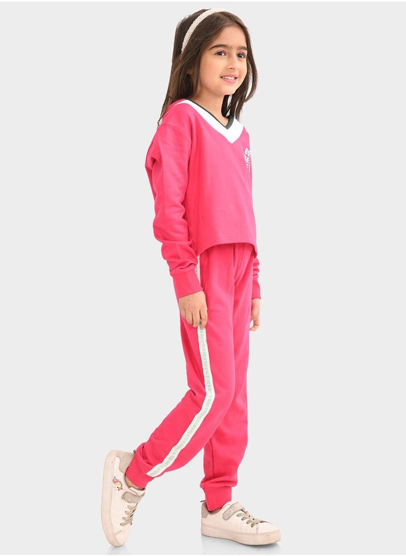 Regular Fit Printed Pink Cotton Sets For Girls Round Neck Flat Collar Pull On 100 % Cotton - pzsku/Z907DEE05F2EDE4C741C5Z/45/_/1740301345/7e345fda-6355-47b8-ba65-4d555478ecf2