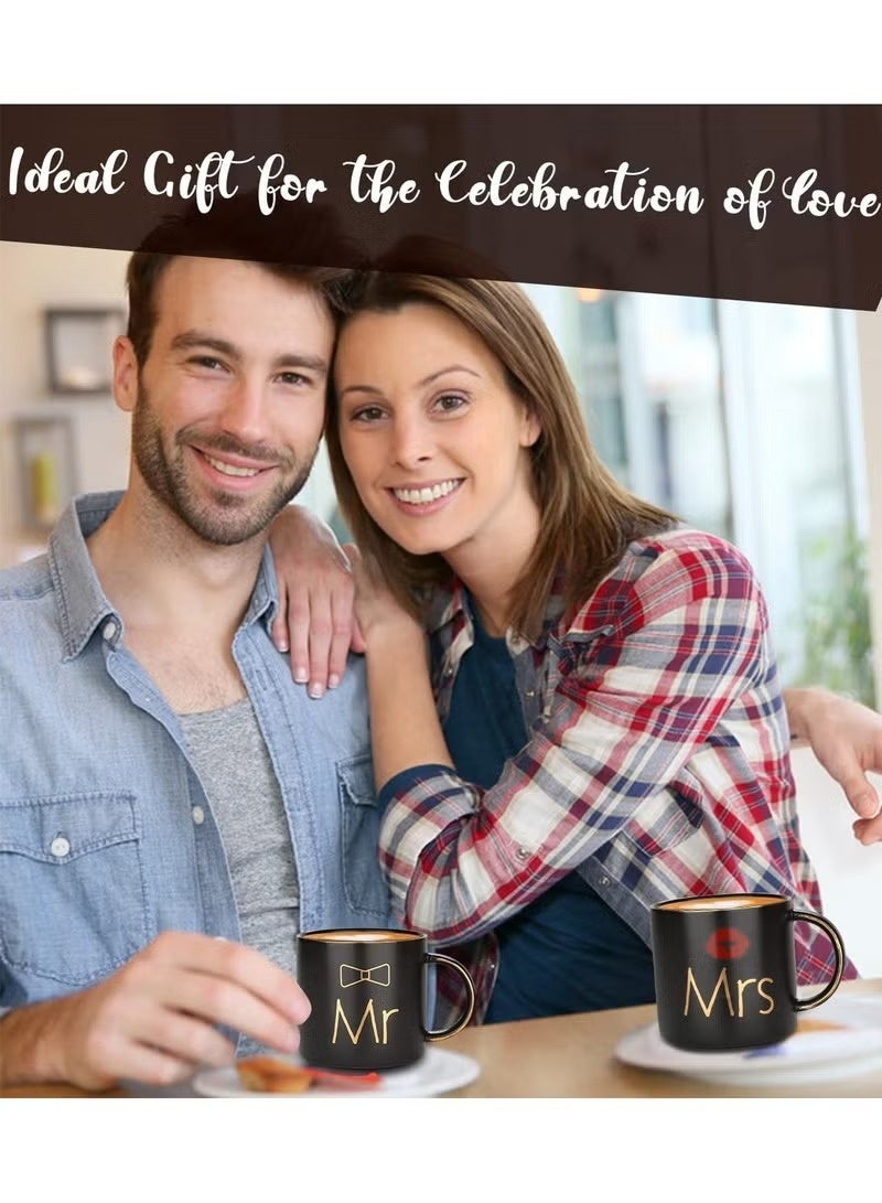 Neox Mr and Mrs Coffee Mug, Ceramic Marble Coffee/Tea Cupp with lid, Spoon set, Personalized Gift Set for Couple, Parents, Wedding Gift, Engagement Wedding Bridal Shower Bride and Groom to Be Newlyweds Anniversary (14oz) (Black/Black)    Mr and Mrs Couples Coffee Mugs Cups Gifts Set for Engagement Wedding Bridal Shower Bride and Groom to Be Newlyweds Anniversary - Ceramic Marble - Image 4