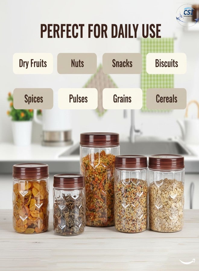 Filox Plastic Grocery Container-9 Piece Kitchen Storage Containers Set | Air-Tight Lids | BPA-Free Plastic Grocery Jar Set | 300ml, 650ml & 1200ml | Multipurpose Pantry & Storage Containers - Image 3
