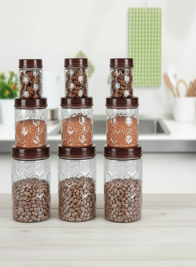 Filox Plastic Grocery Container-9 Piece Kitchen Storage Containers Set | Air-Tight Lids | BPA-Free Plastic Grocery Jar Set | 300ml, 650ml & 1200ml | Multipurpose Pantry & Storage Containers - Image 1