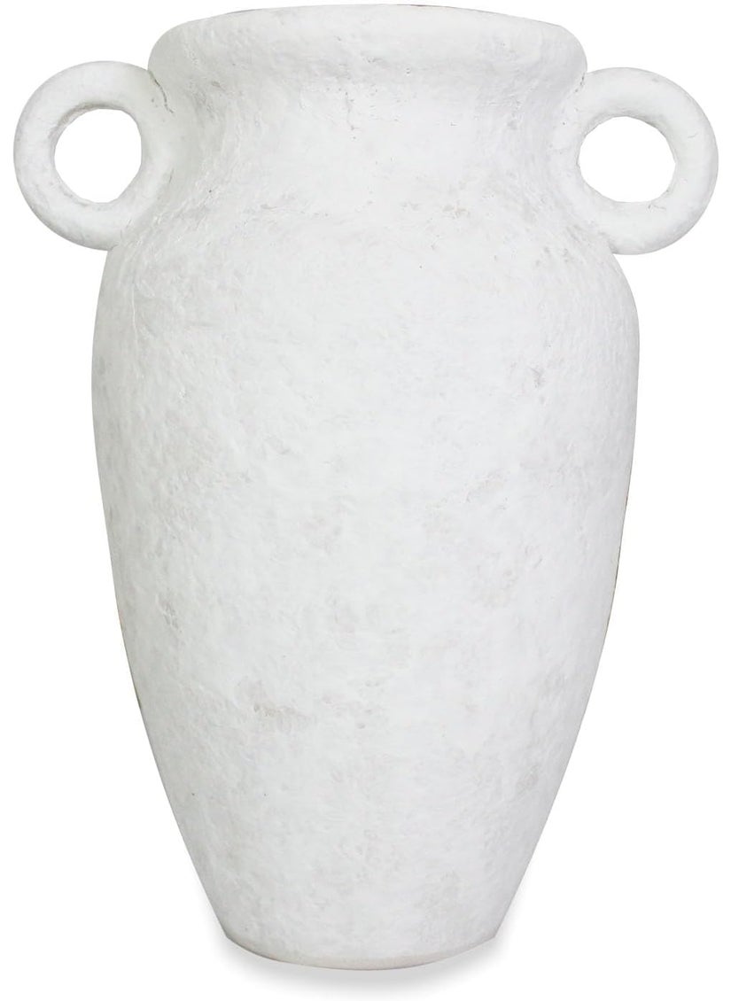 roro roro Handmade Rustic IvoryWhite Prunus Ceramic Vase with Ear Handles 75Inch Tall  Perfect for Home Dcor Flower Arrangements and Centerpieces  - Image 1